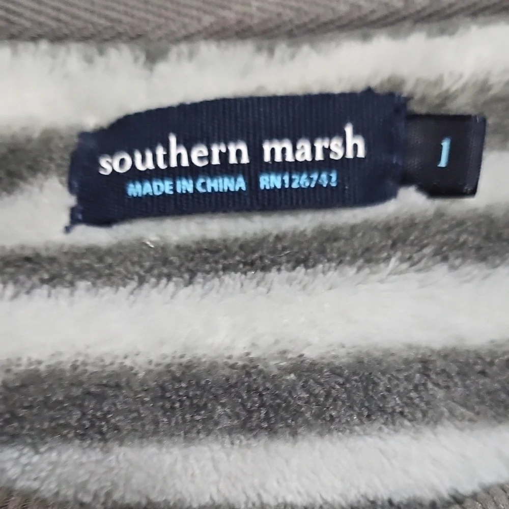 Southern Marsh Men's Crewneck Sweater - Olive and Gray Stripes
